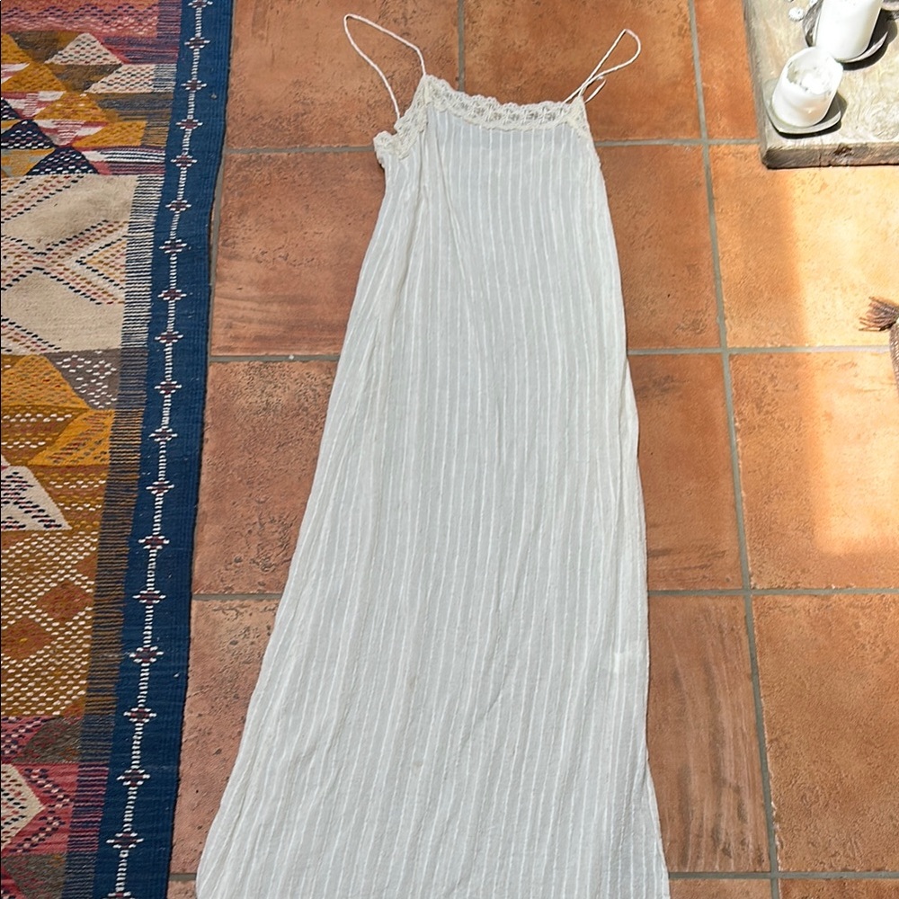 Maurie + Eve White Pleated Maxi Sundress